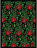 Bold Red Floral Botanical Garden Rug