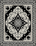 Black Cream Ornate Mandala Border Rug