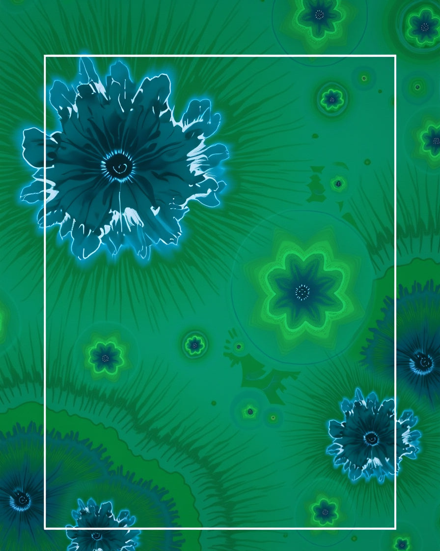 Ethereal Teal Bursting Floral Meadow Rug