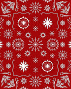 Crimson White Snowflake Cluster Art Rug