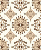 Brown Floral Medallion Repeating Pattern Rug