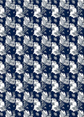 Deep Blue White Whimsical Floral Creatures Rug