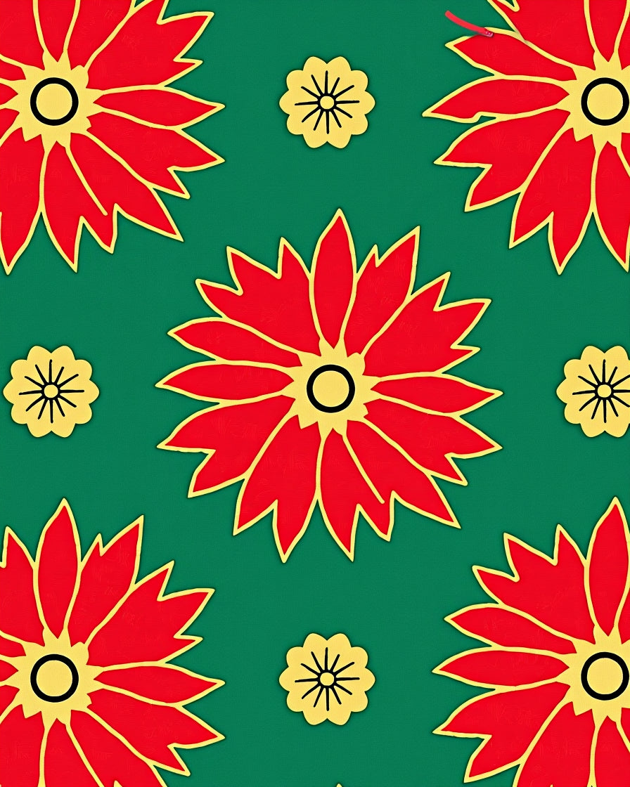 Radiant Red Yellow Floral Bloom Rug