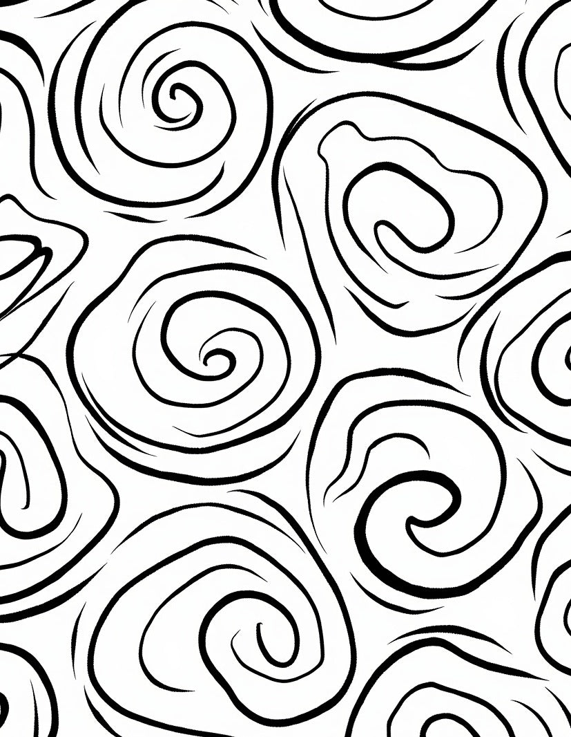 Monochromatic Swirl Abstract Line Art Rug