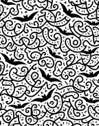 Whimsical Black Bat Swirls Rug