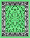 Ornate Black Bordered Green Medallion Rug
