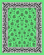 Ornate Black Bordered Green Medallion Rug