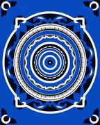 Vibrant Blue Concentric Mandala Rug