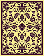 Rich Plum Floral Scroll Medallion Rug