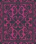 Ornate Magenta Swirl Scrollwork Rug