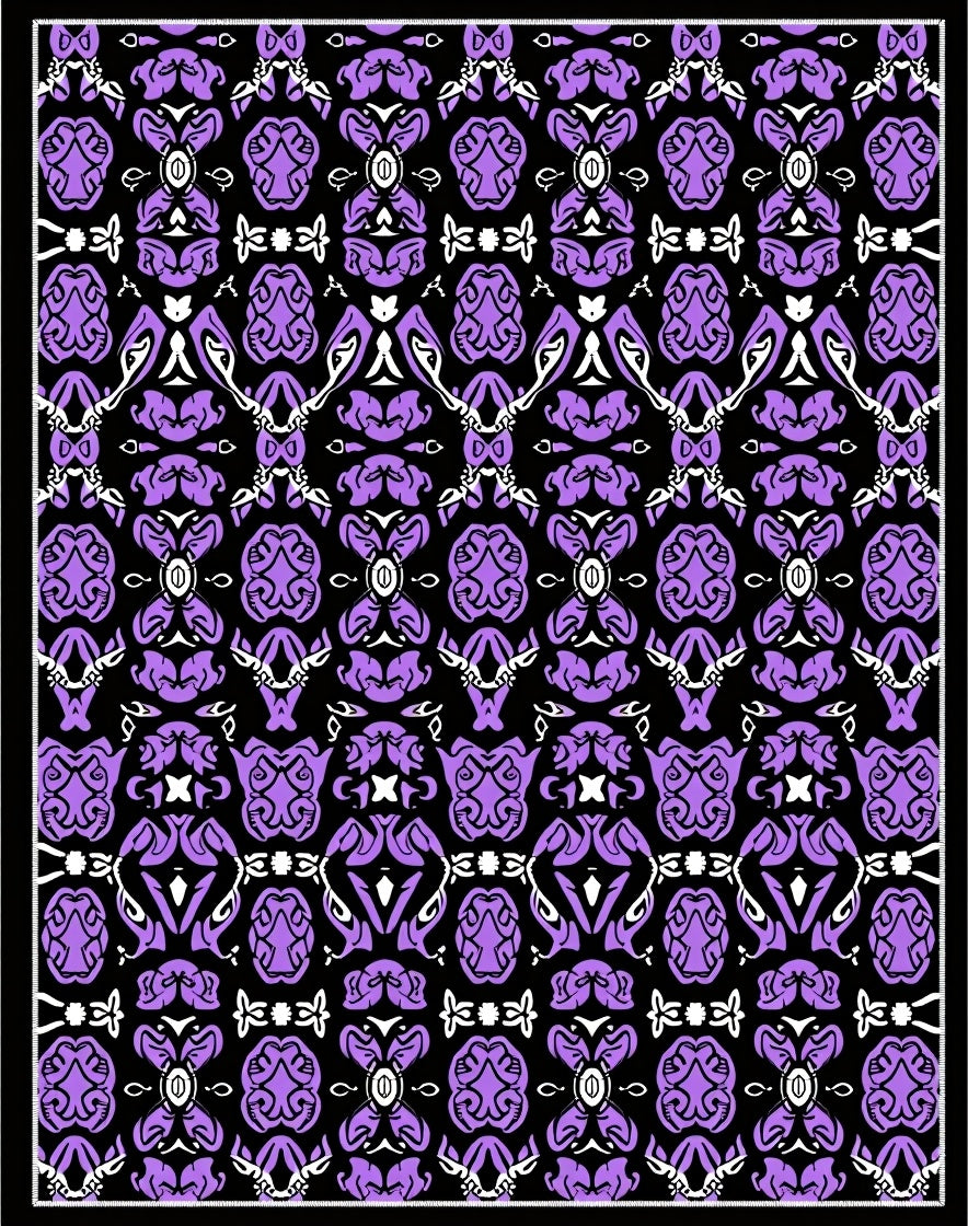 Rich Purple Abstract Symmetry Rug