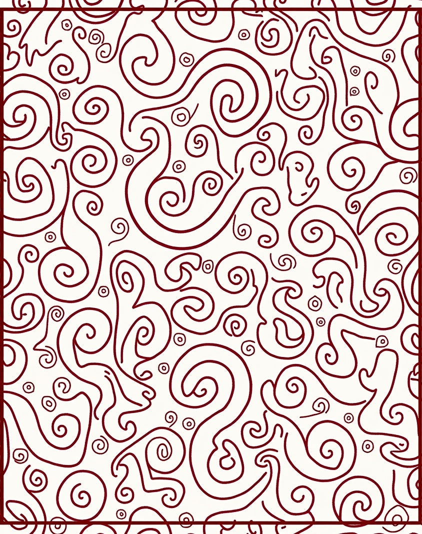 Crimson Swirls and Spirals Artwork Rug