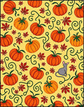 Autumn Harvest Pumpkin Leaf Swirls Rug