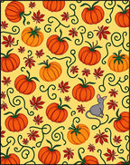 Autumn Harvest Pumpkin Leaf Swirls Rug
