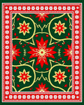 Grand Green Red Floral Medallions Rug