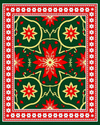 Grand Green Red Floral Medallions Rug