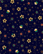 Navy Yellow Floral Starburst Motif Rug
