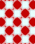 Red White Diamond Square Grid Rug