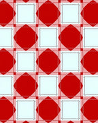 Red White Diamond Square Grid Rug