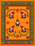 Whimsical Gnome Garden Red Floral Rug