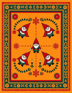 Whimsical Gnome Garden Red Floral Rug
