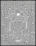 Bold Labyrinth Black White Lines Rug
