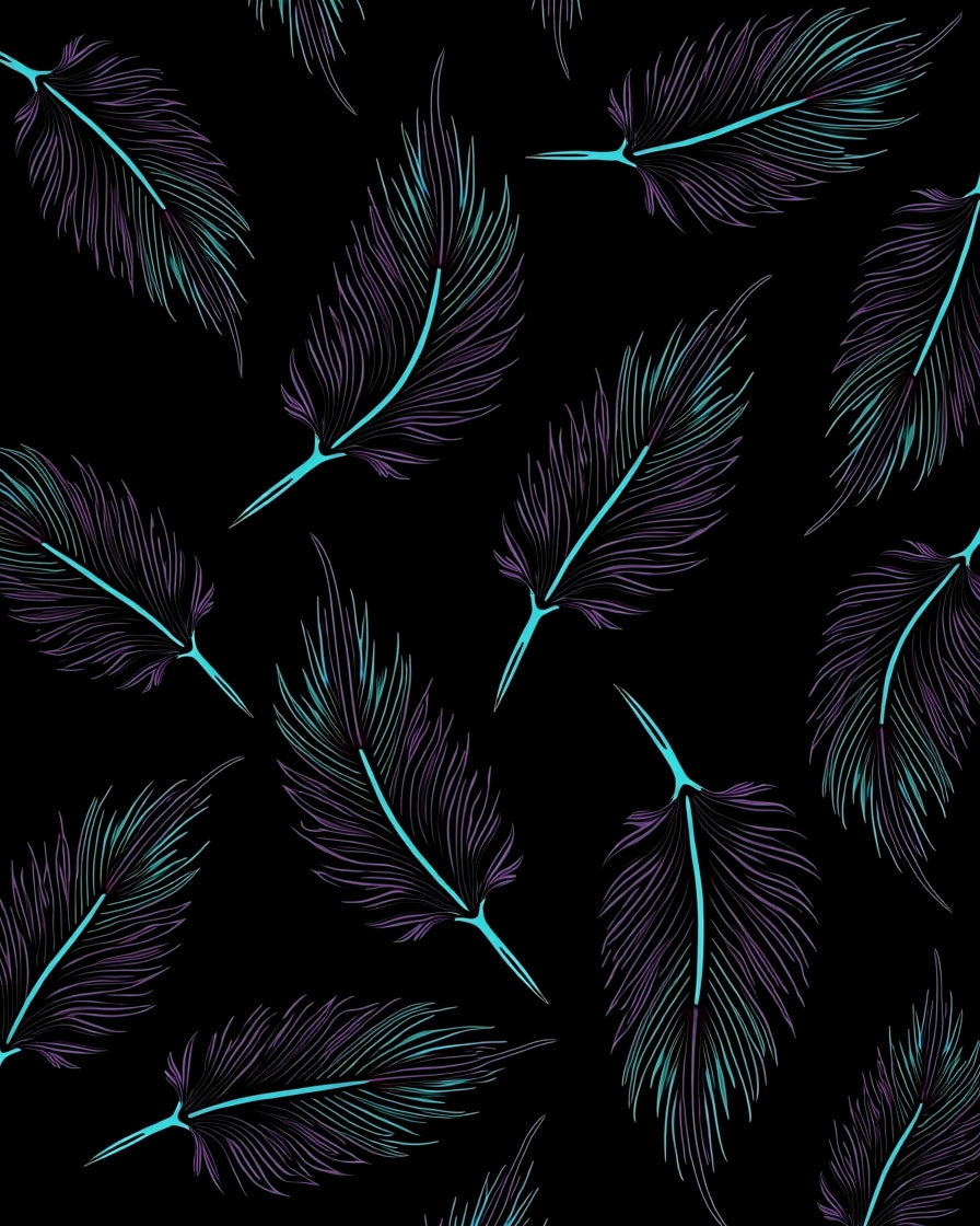 Purple Teal Feather Outline Rug