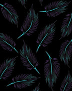 Purple Teal Feather Outline Rug