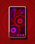 Crimson Swirls Neon Circles Rug