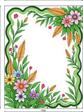 Vibrant Floral Border with Green Vines Rug