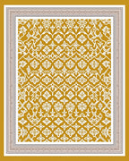 Golden White Floral Lattice Rug