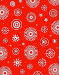 Bright Red White Floral Snowflakes Rug