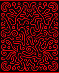 Fiery Red Abstract Swirls Rug