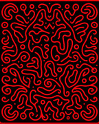 Fiery Red Abstract Swirls Rug