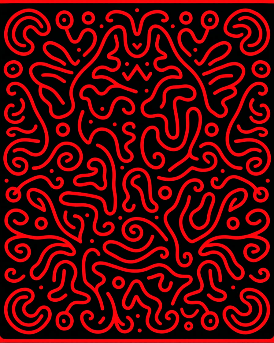 Fiery Red Abstract Swirls Rug