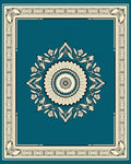 Teal Ivory Ornamental Medallion Frame Rug