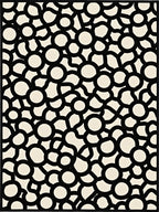 Black and Cream Blossom Cluster Rug