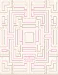 Pink and Beige Geometric Maze Rug