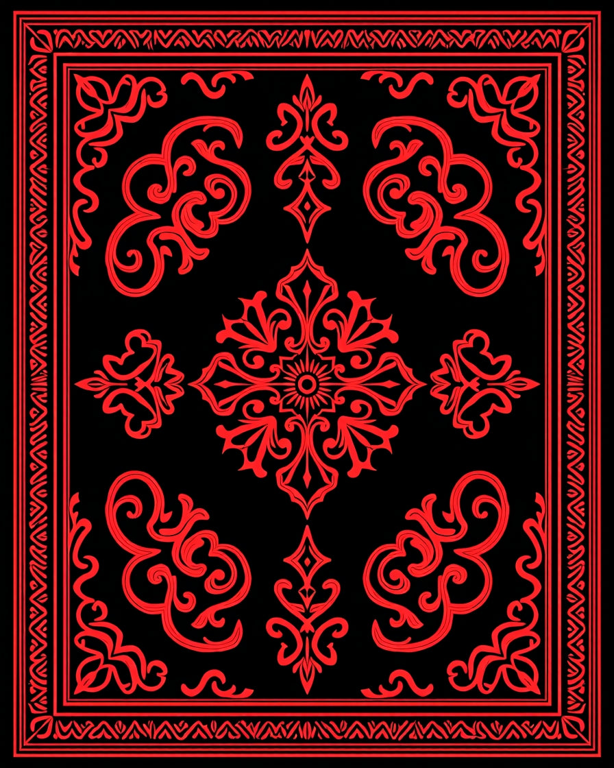 Bold Red Intricate Floral Medallion Rug