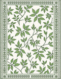 White Green Leaf Vine Botanical Border Rug