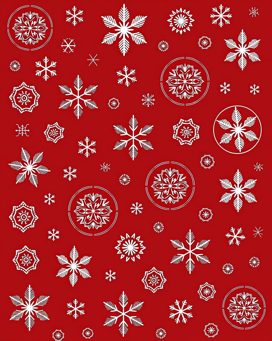 Crimson White Snowflake Medley Rug