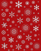 Crimson White Snowflake Medley Rug