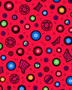 Red Button Medley Collage Rug