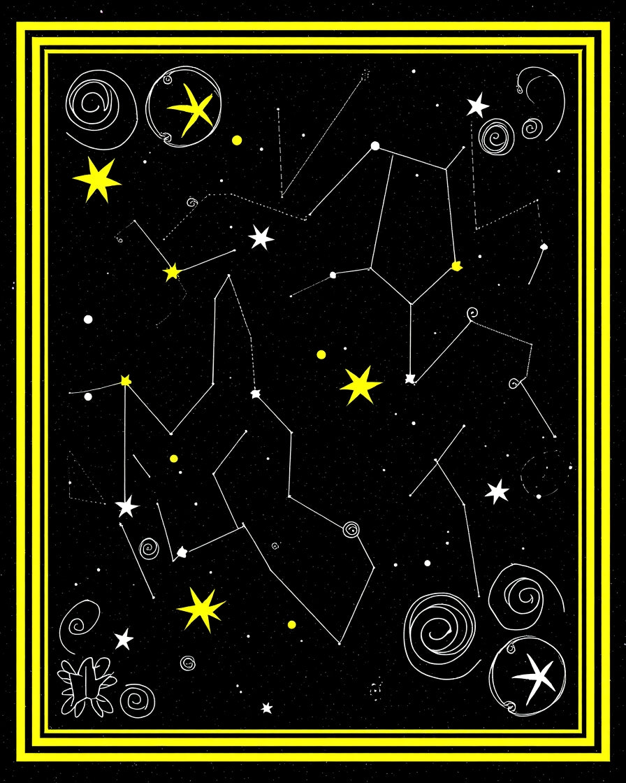 Cosmic Black And Gold Constellations Rug