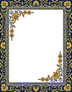 Navy Blue Golden Floral Border Rug