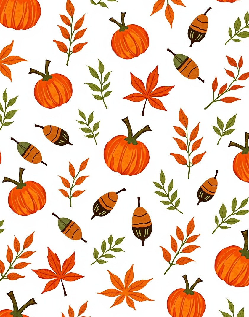 Orange Pumpkin Autumn Leafy Vines Rug
