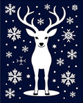Winter White Deer Snowflake Navy Rug