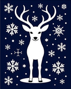 Winter White Deer Snowflake Navy Rug