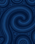Deep Blue Swirls and Triangles Rug