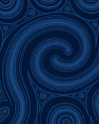 Deep Blue Swirls and Triangles Rug